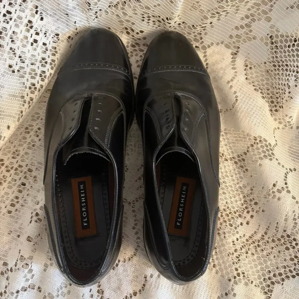 Florsheim Men's US 9 D Black Leather Cap Toe Oxfords Shoes